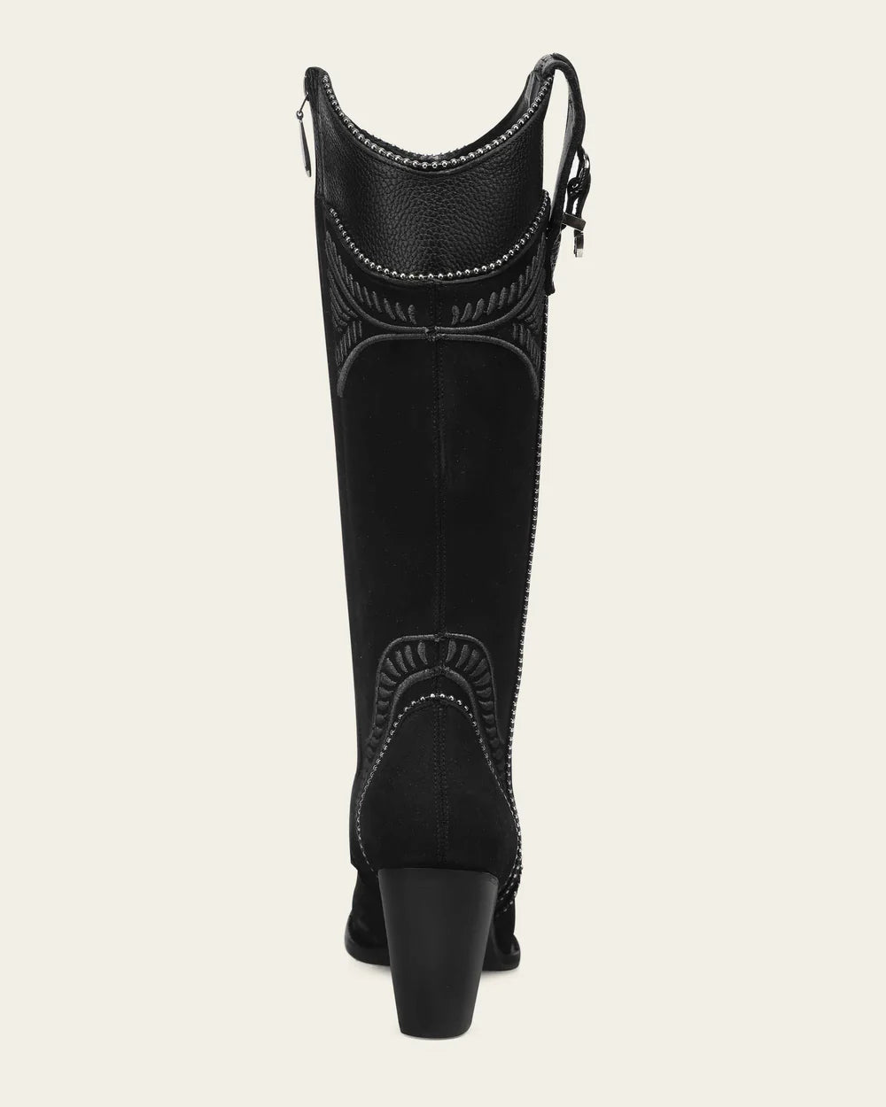 Cuadra Women Embroidery Suede Knee High Boot 3F82RS Black