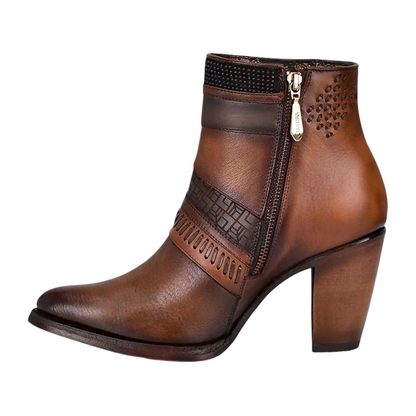 Cuadra WMN Engraved Cowhide Short Boot 3F86RS Santana Honey