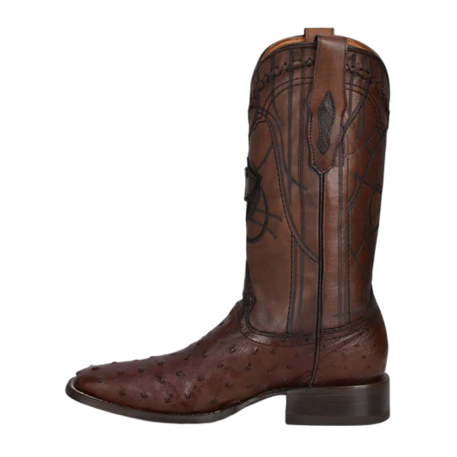 Cuadra MN Ostrich Square Toe Boot 3Z1OA1 Flame Cafe