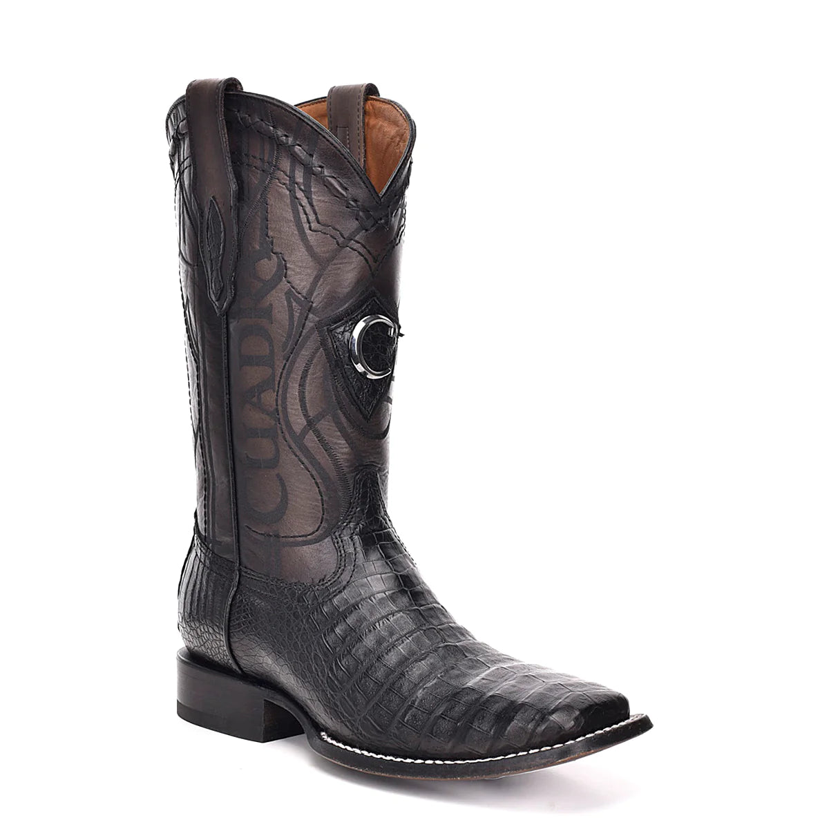 Cuadra Engraved black exotic leather cowboy boots