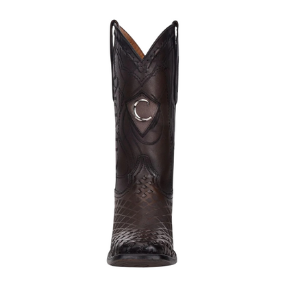 Cuadra Men Engraved Cowhide Boot 3Z02RS Black