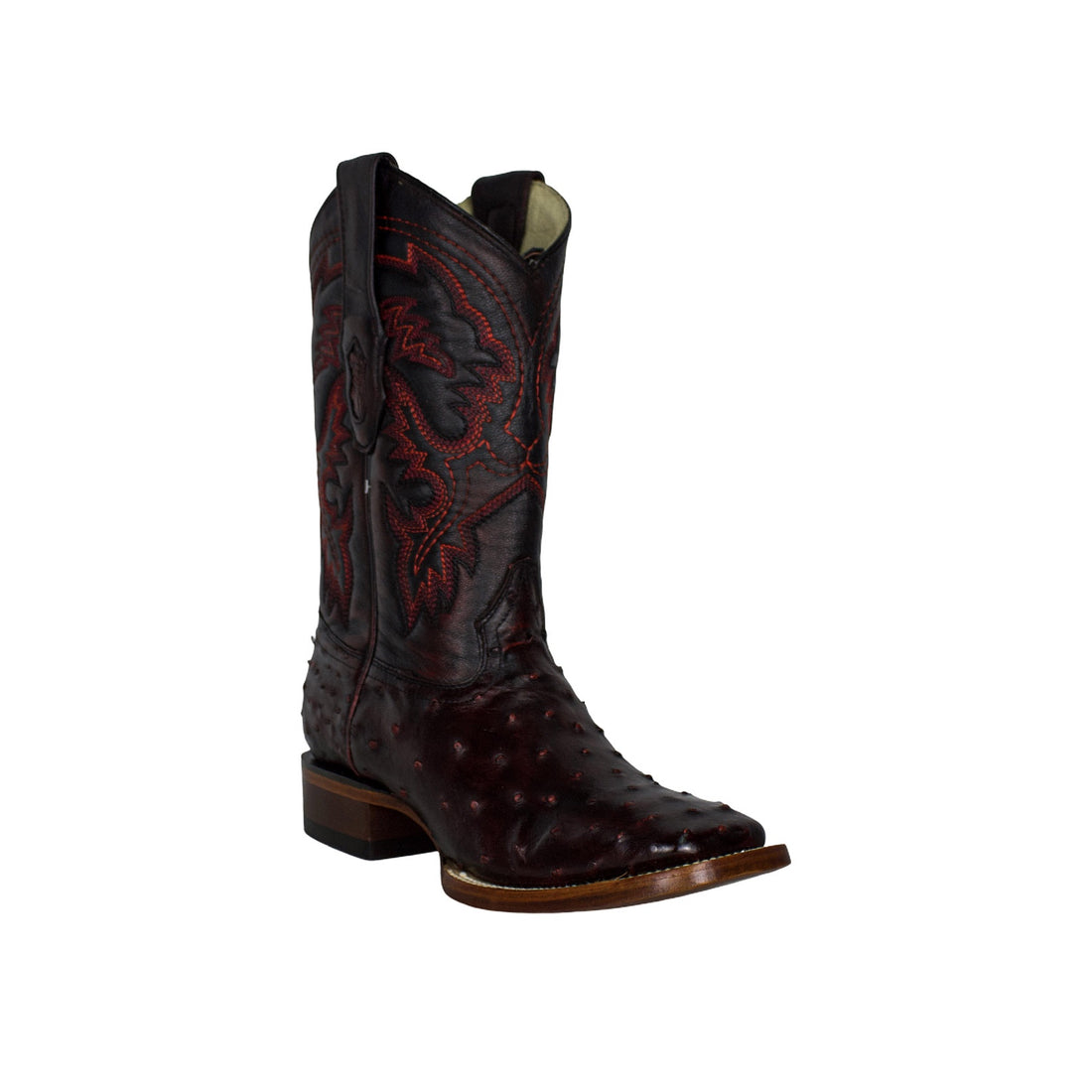 Los Altos Men Black Cherry Ostrich Square Toe 8220318 Boots