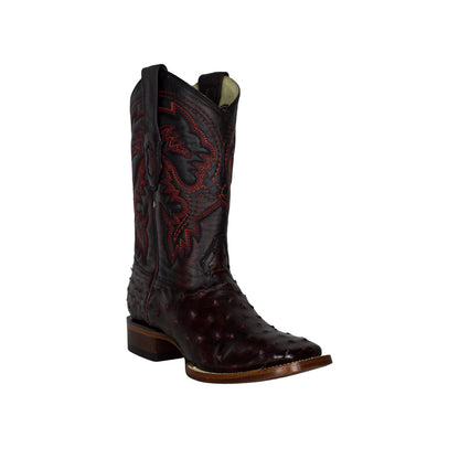 Los Altos Men Black Cherry Ostrich Square Toe 8220318 Boots