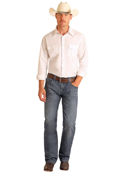 Rock &amp; Roll Men Regular Fit Raised Denim Pistol Straight Leg Jeans BM1PD06230