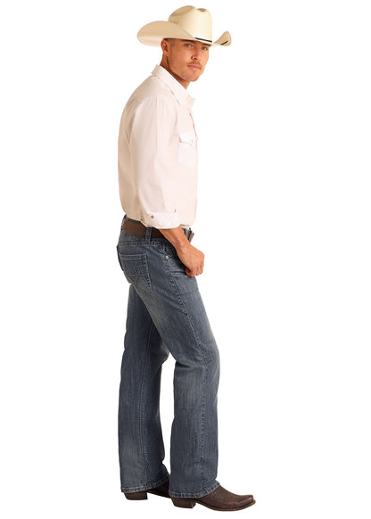 Rock &amp; Roll Men Regular Fit Raised Denim Pistol Straight Leg Jeans BM1PD06230