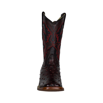 Los Altos Men Black Cherry Ostrich Square Toe 8220318 Boots