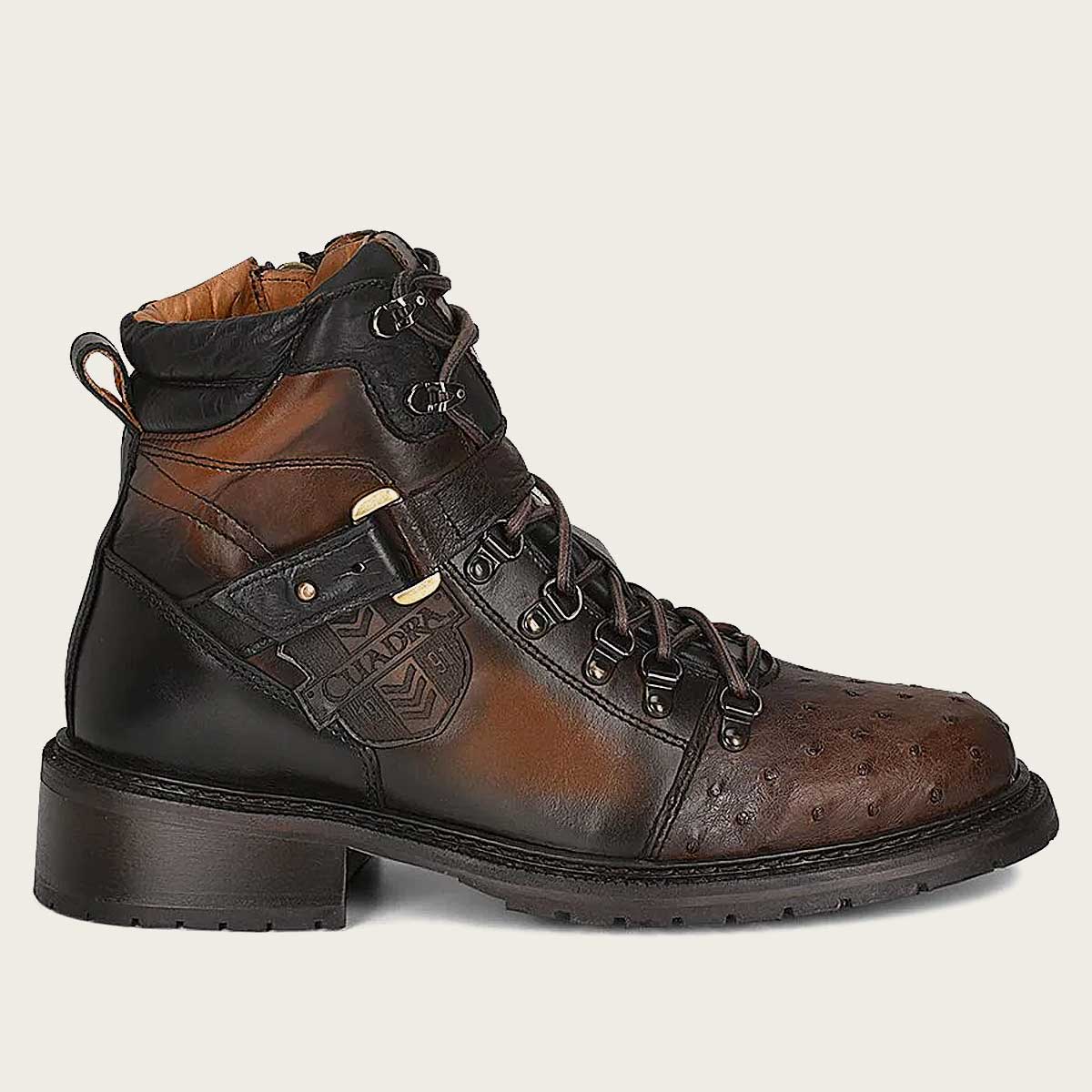 Cuadra brown ostrich leather urban ankle boots