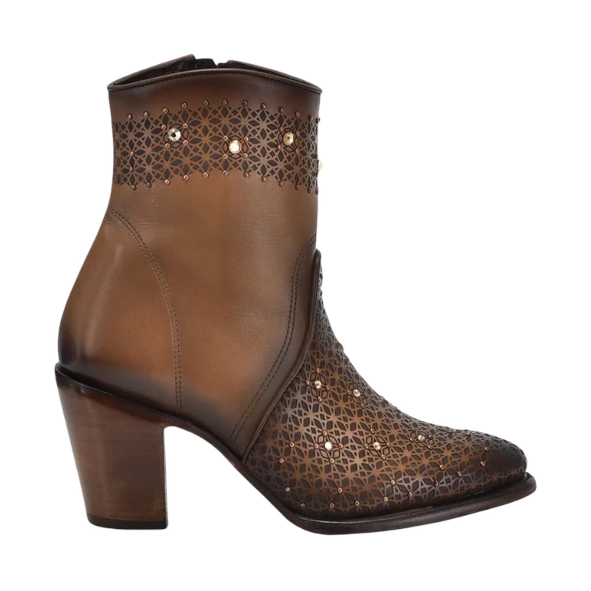 Cuadra WMN Perforated  Crystals Short Boot 4V02RS Crust Brown
