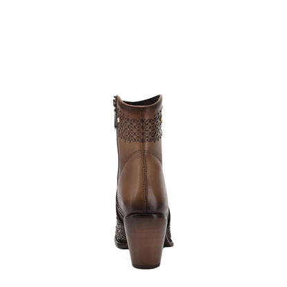 Cuadra WMN Perforated  Crystals Short Boot 4V02RS Crust Brown