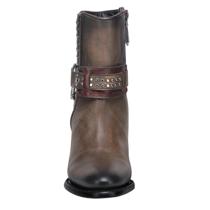 Cuadra Women Western Brown Leather Short Boot 4V19RS Honey
