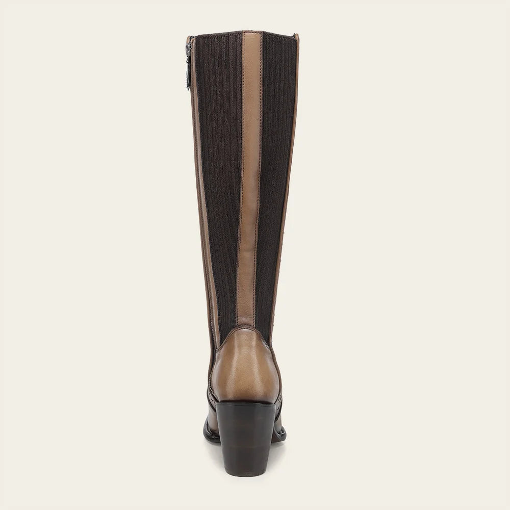 Cuadra Women Crystals Cowhide Knee-High Boot 4V24RS Almond