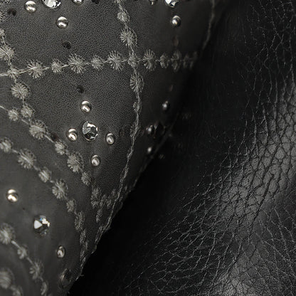 Cuadra Women Crystals and Laser-Cut Cowhide Knee-High Boot 4V24RS Black
