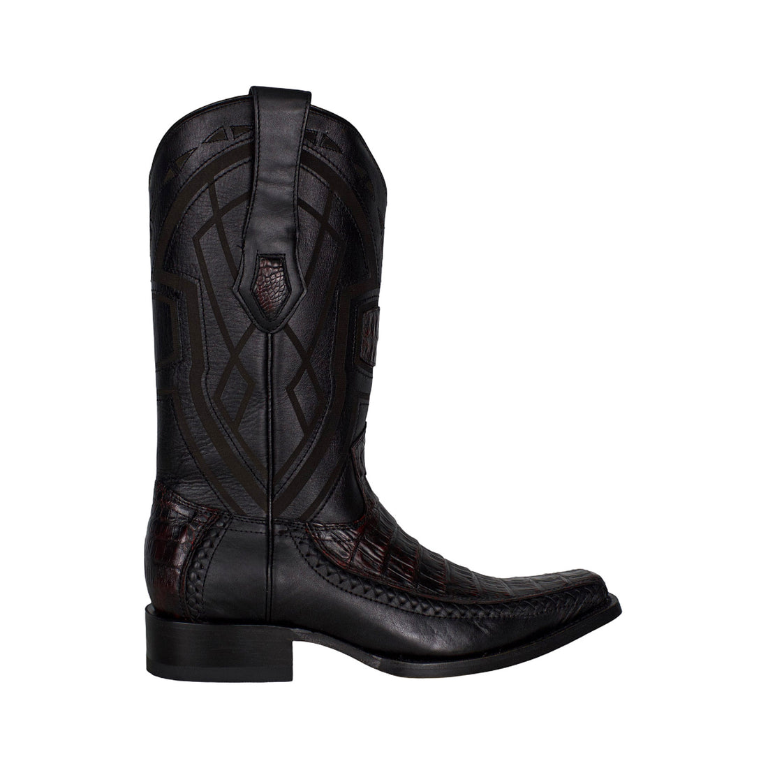 Los Altos Men Caiman Belly Black Cherry 77LFI8218 Narrow European Square Toe