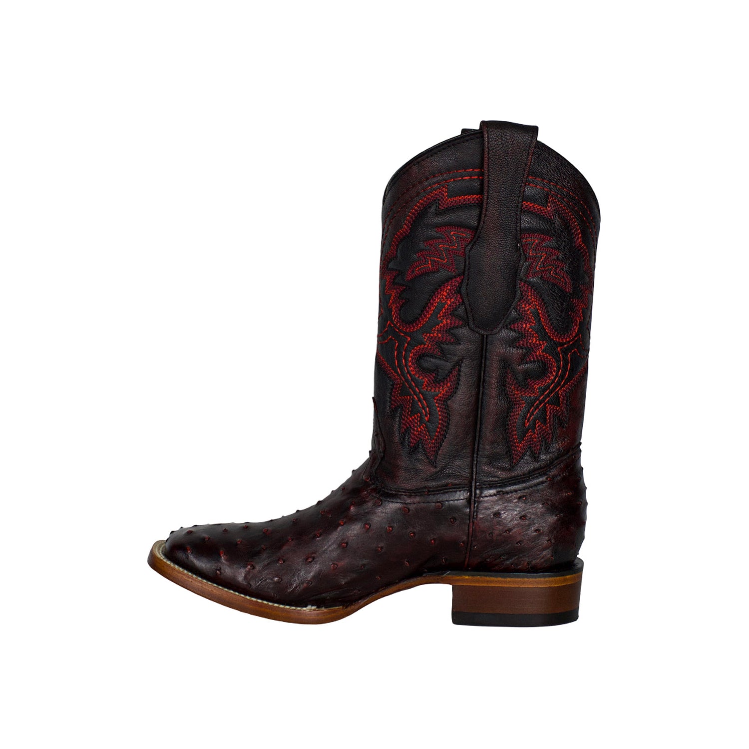 Los Altos Men Black Cherry Ostrich Square Toe 8220318 Boots