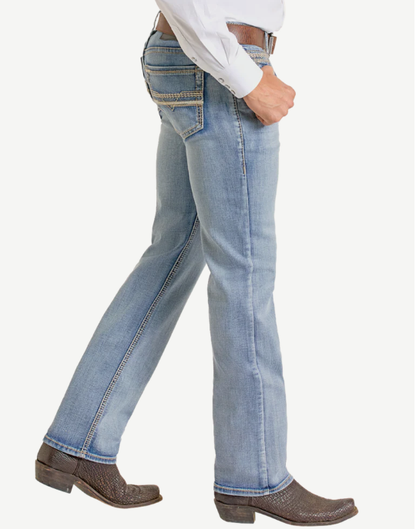 Rock &amp; Roll Men Slim Fit Stitch Pocket Straight Leg Jeans BM1RD06703