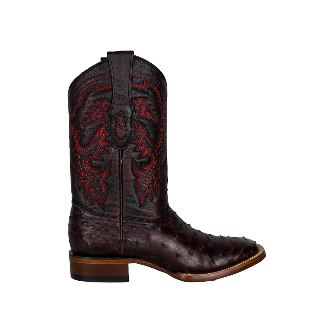 Los Altos Men Black Cherry Ostrich Square Toe 8220318 Boots