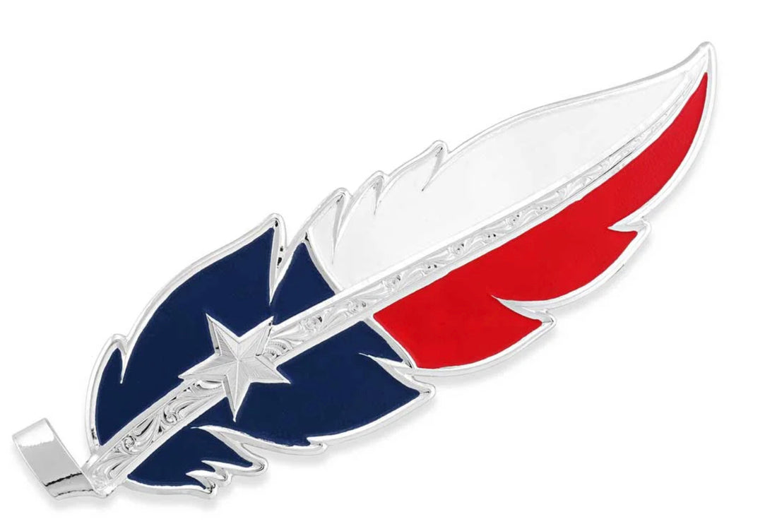 Montana Silversmiths Texas Flag Hat Feather HF5458TX