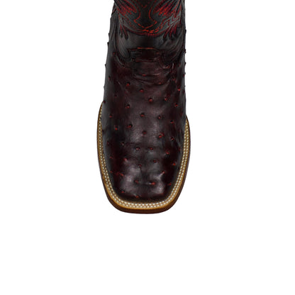 Los Altos Men Black Cherry Ostrich Square Toe 8220318 Boots
