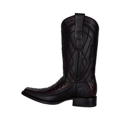 Los Altos Men Ostrich Black Cherry Narrow European Square Toe 77LFI0318 Boot