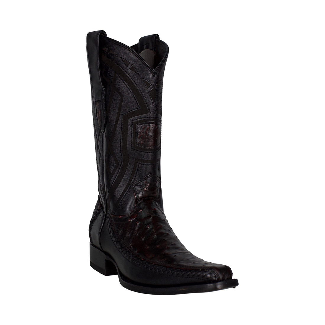 Los Altos Men Ostrich Black Cherry Narrow European Square Toe 77LFI0318 Boot