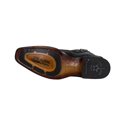 Los Altos Men Ostrich Black Cherry Narrow European Square Toe 77LFI0318 Boot