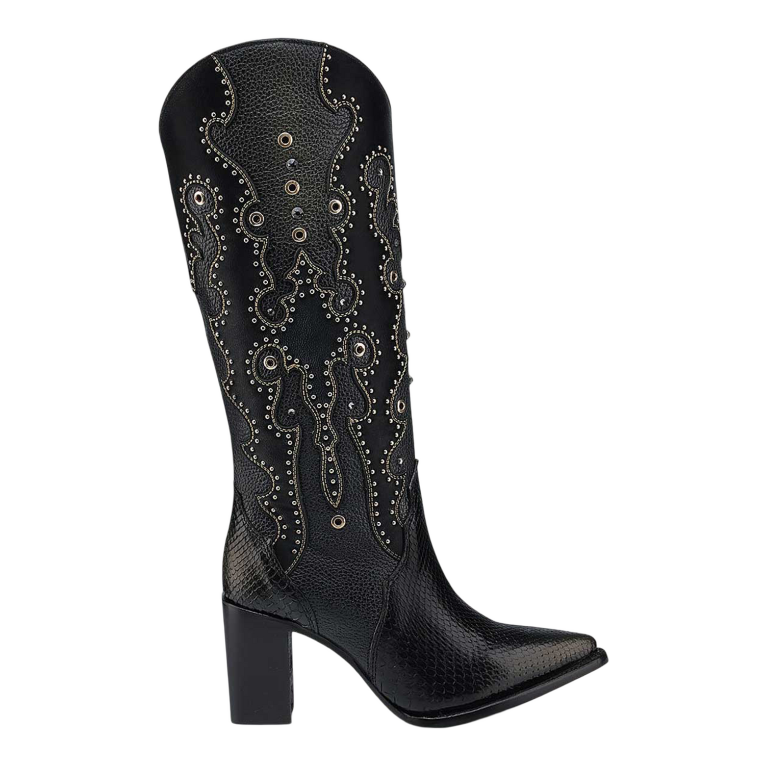 Cuadra WMN Python Knee-High Boots 4I14PH Black