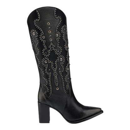 Cuadra WMN Python Knee-High Boots 4I14PH Black