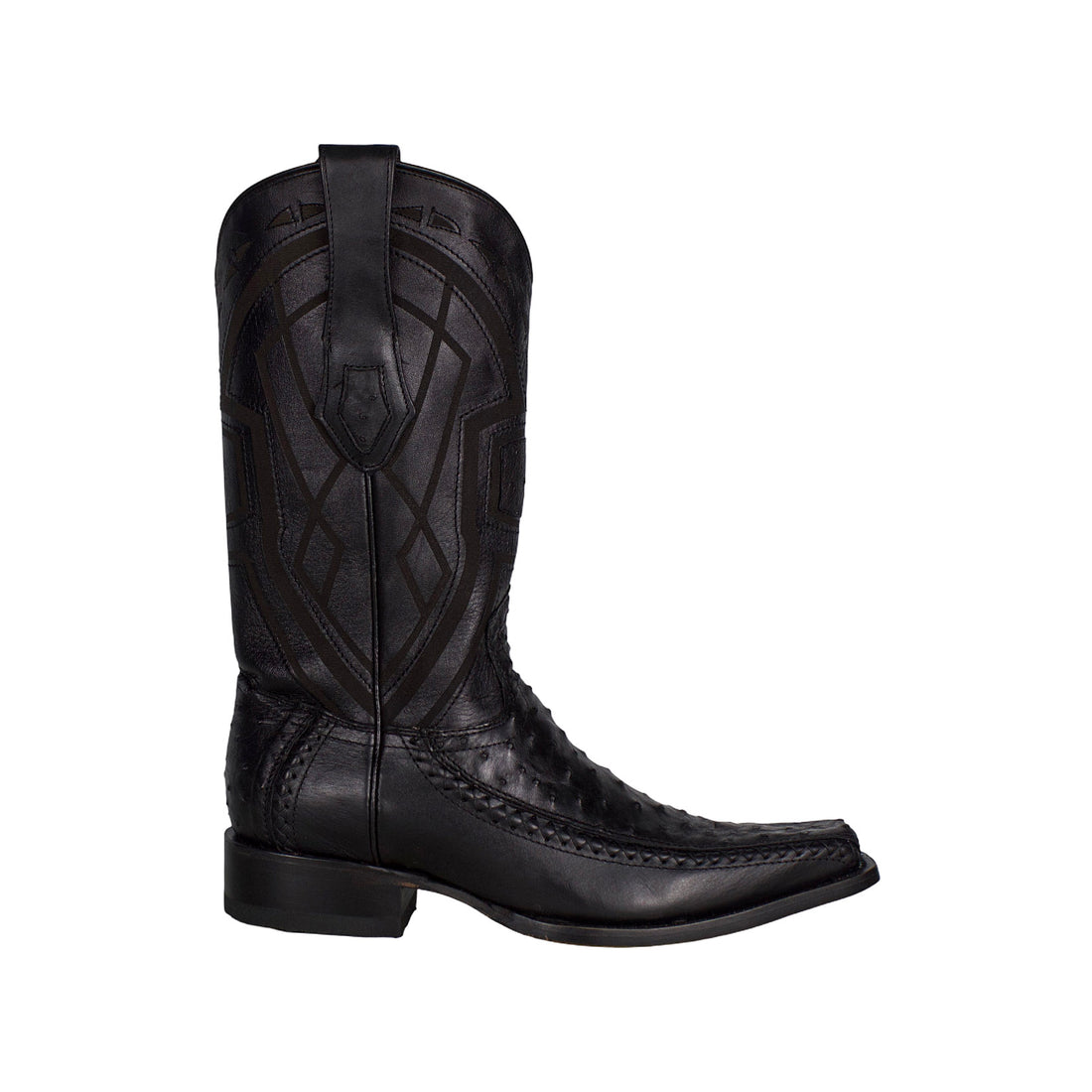 Los Altos Men Ostrich Black Narrow European Square Toe 77LFI0305 Boot