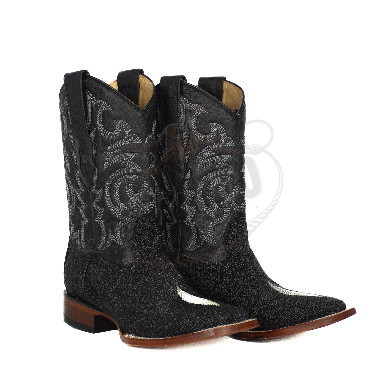 Los Altos Men Stingray Singlestone Black 8221205 Square Toe Boot
