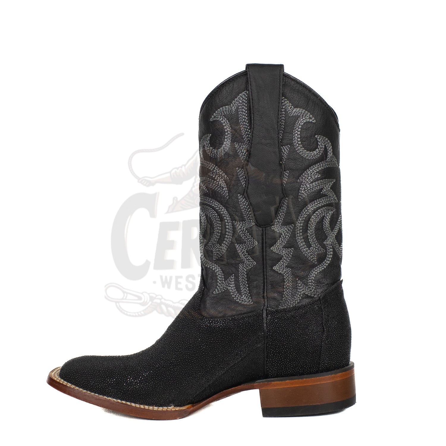 Los Altos Men Stingray Singlestone Black 8221205 Square Toe Boot