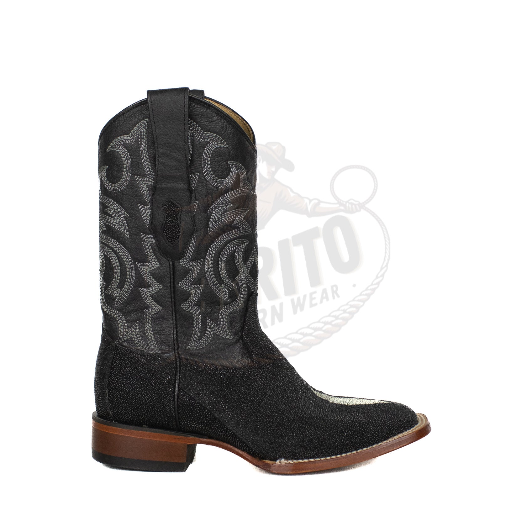 Los Altos Men Stingray Singlestone Black 8221205 Square Toe Boot