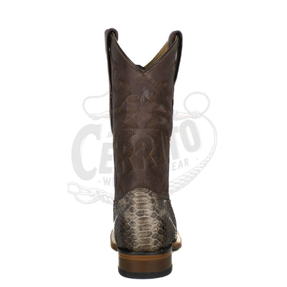Los Altos Men Python Rustic Brown 8225785 Square Toe Boot