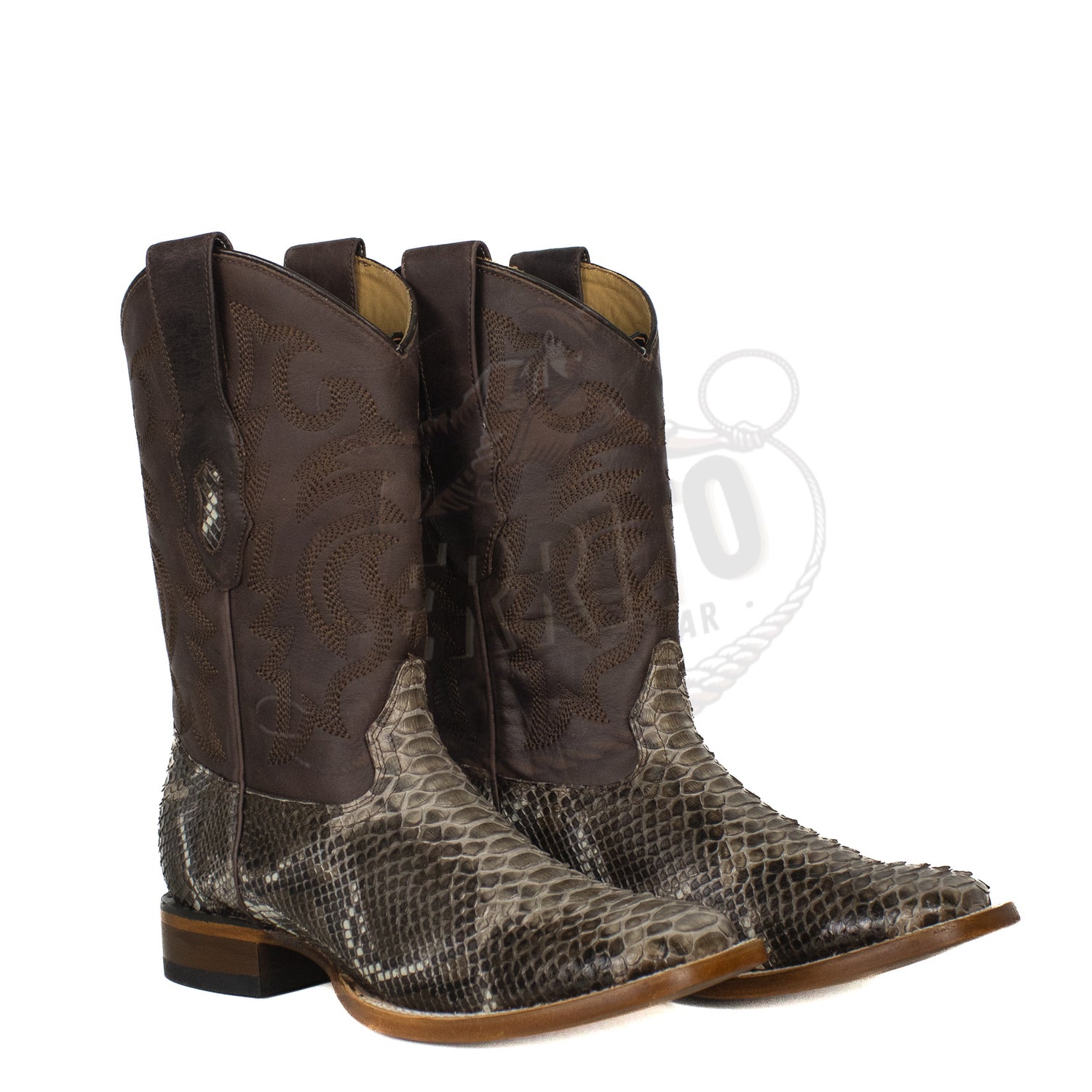 Los Altos Men Python Rustic Brown 8225785 Square Toe Boot