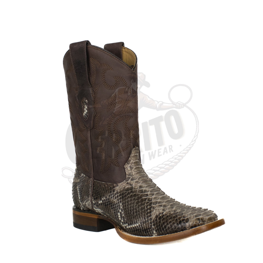 Los Altos Men Python Rustic Brown 8225785 Square Toe Boot