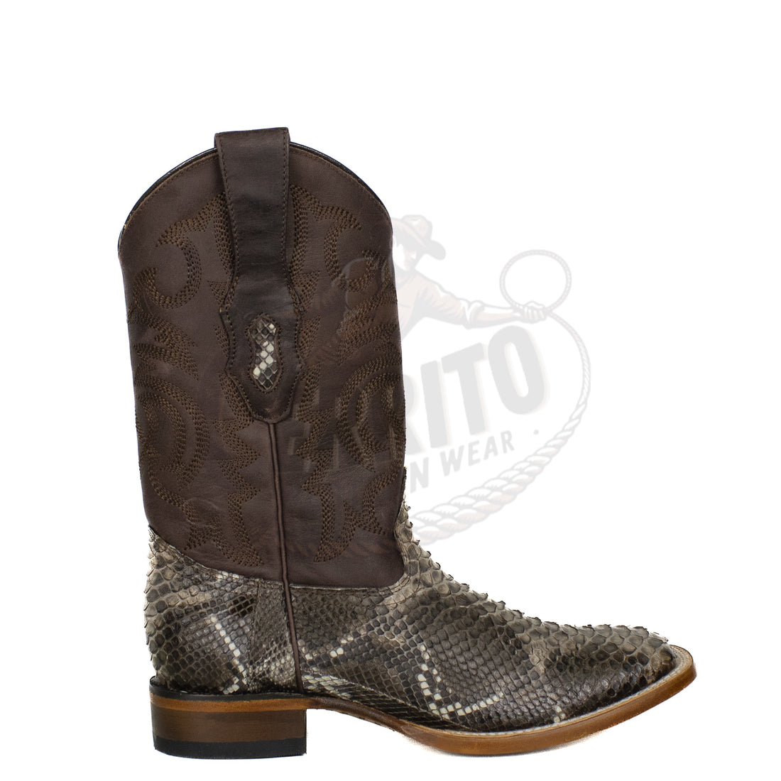 Los Altos Men Python Rustic Brown 8225785 Square Toe Boot