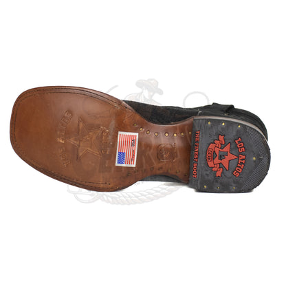 Los Altos Men Suede Black Square Toe Boot 8226605