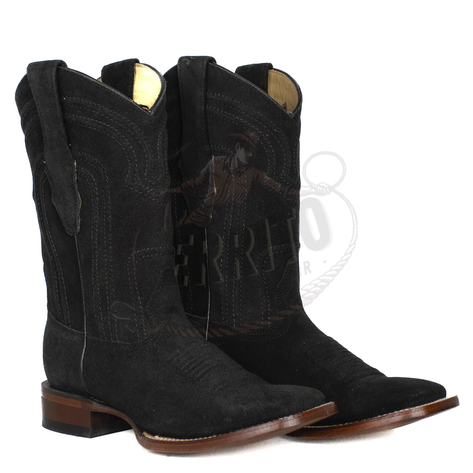 Los Altos Men Suede Black Square Toe Boot 8226605