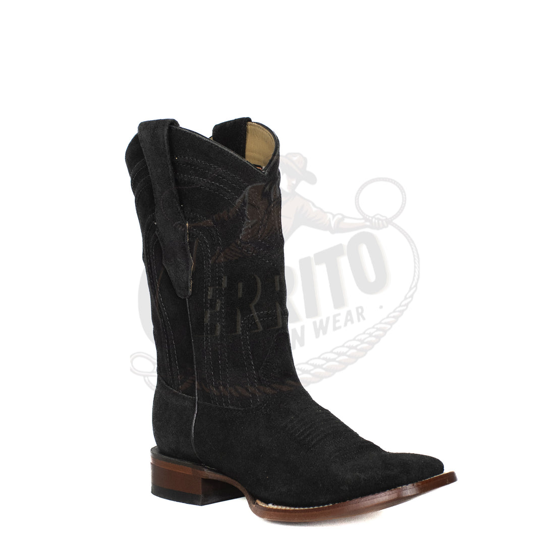Los Altos Men Suede Black Square Toe Boot 8226605