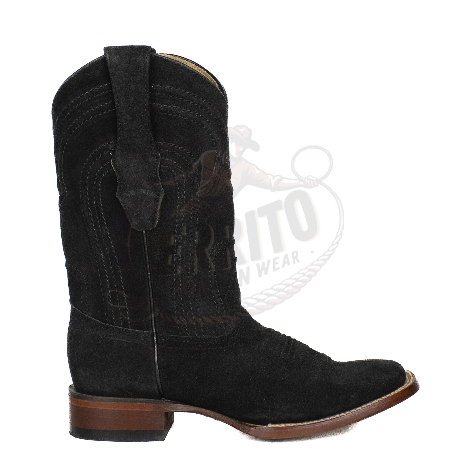 Los Altos Men Suede Black Square Toe Boot 8226605