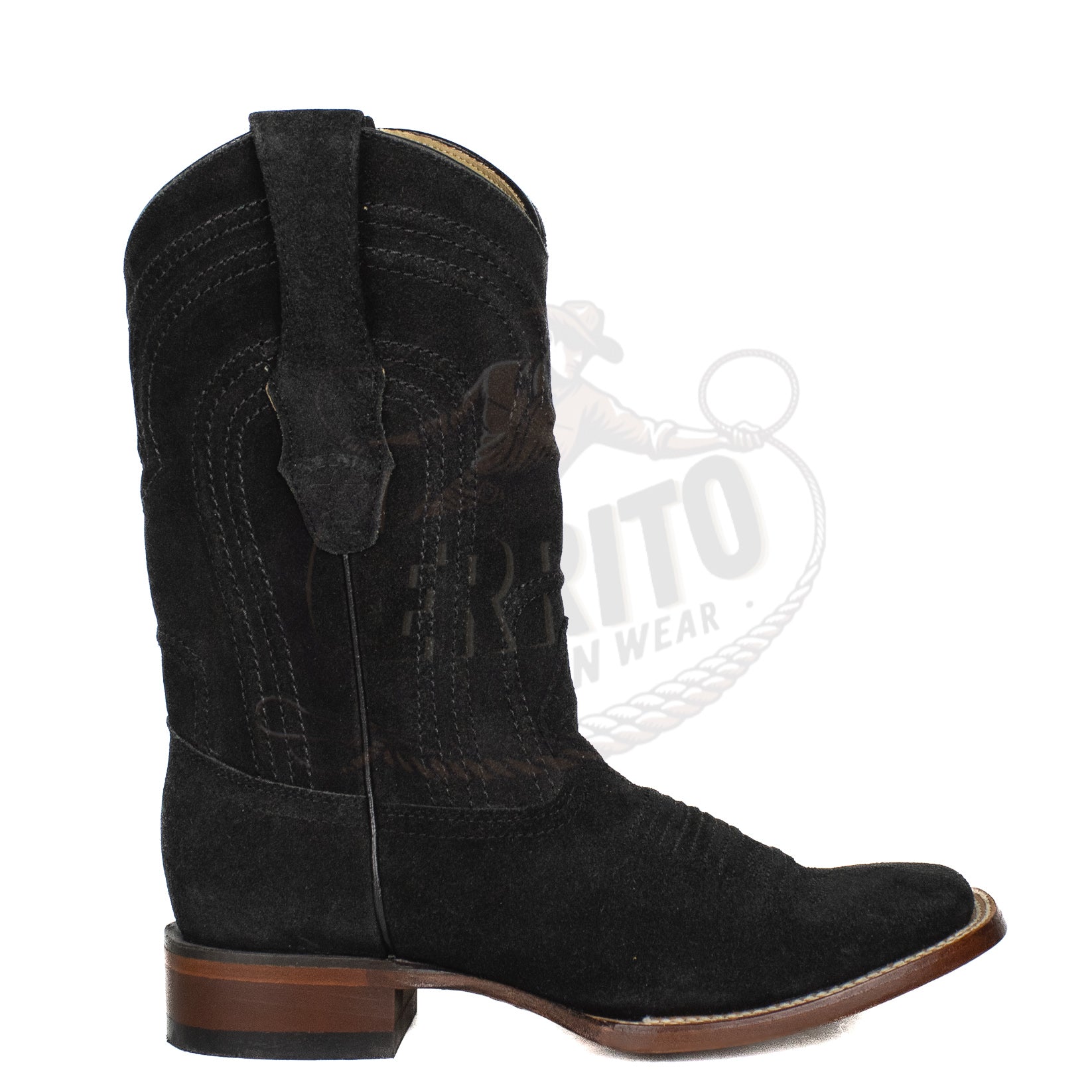 Los Altos Men Suede Black Square Toe Boot 8226605
