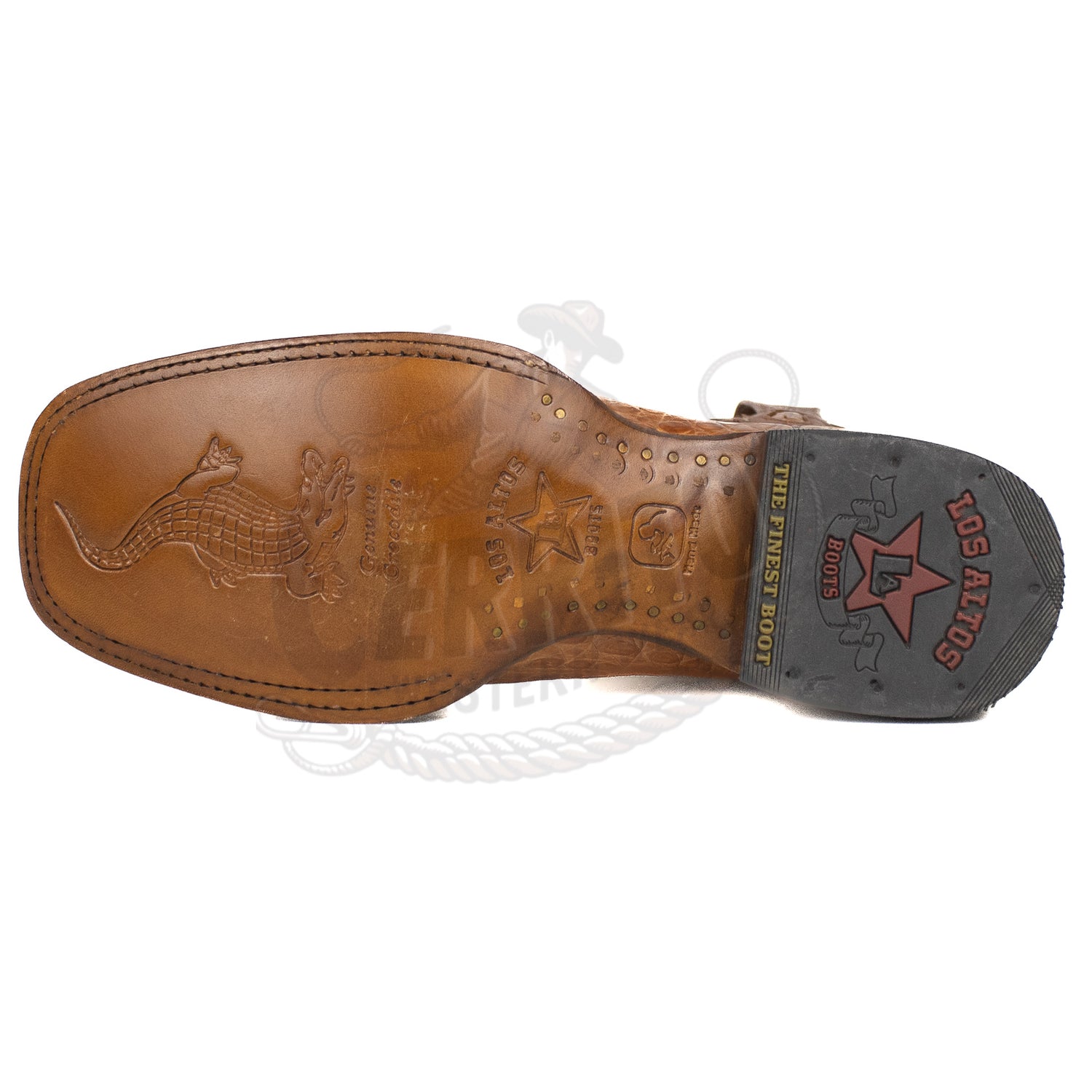 Los Altos Men Caiman Belly Cognac 8228203 Square Toe Boot
