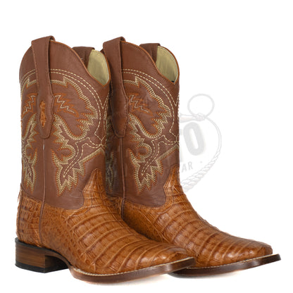Los Altos Men Caiman Belly Cognac 8228203 Square Toe Boot
