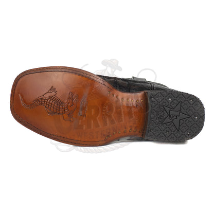 Los Altos Men Caiman Belly Black 8228205 Square Toe Boot