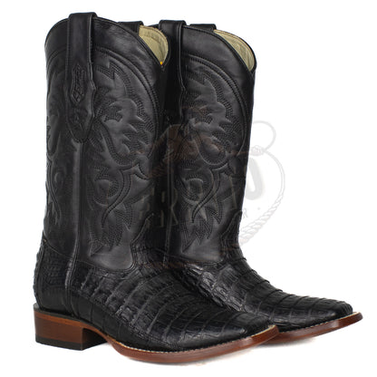 Los Altos Men Caiman Belly Black 8228205 Square Toe Boot