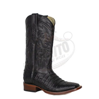 Los Altos Men Caiman Belly Black 8228205 Square Toe Boot