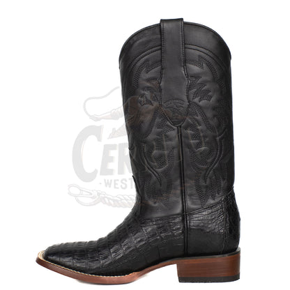 Los Altos Men Caiman Belly Black 8228205 Square Toe Boot