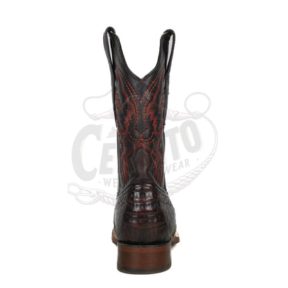 Los Altos Men Caiman Belly Black Cherry 8228218 Square Toe Boot