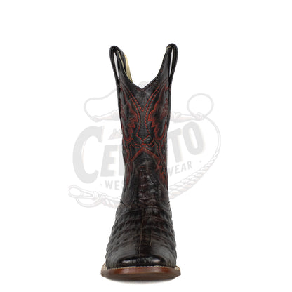 Los Altos Men Caiman Belly Black Cherry 8228218 Square Toe Boot