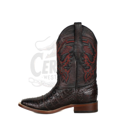 Los Altos Men Caiman Belly Black Cherry 8228218 Square Toe Boot
