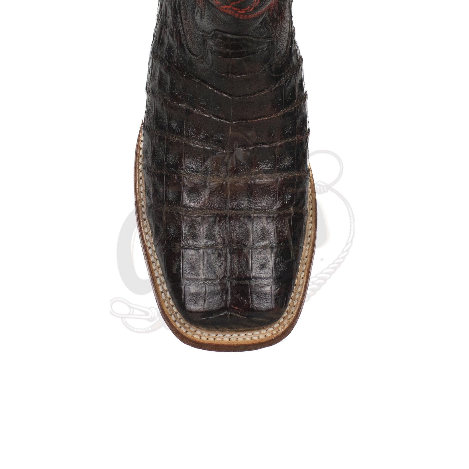 Los Altos Men Caiman Belly Black Cherry 8228218 Square Toe Boot